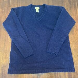 Limited America Women’s 100% Lambswool Navy V-Neck Long Sleeve Knit Sweater Sz M